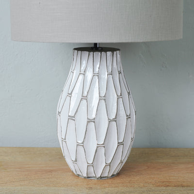 White Geometric Ceramic Table Lamp Base-Mrs Robinson