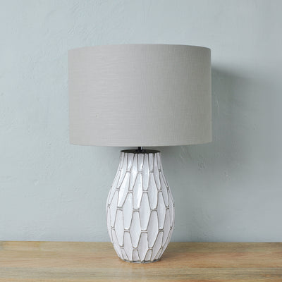 White Geometric Ceramic Table Lamp Base-Mrs Robinson