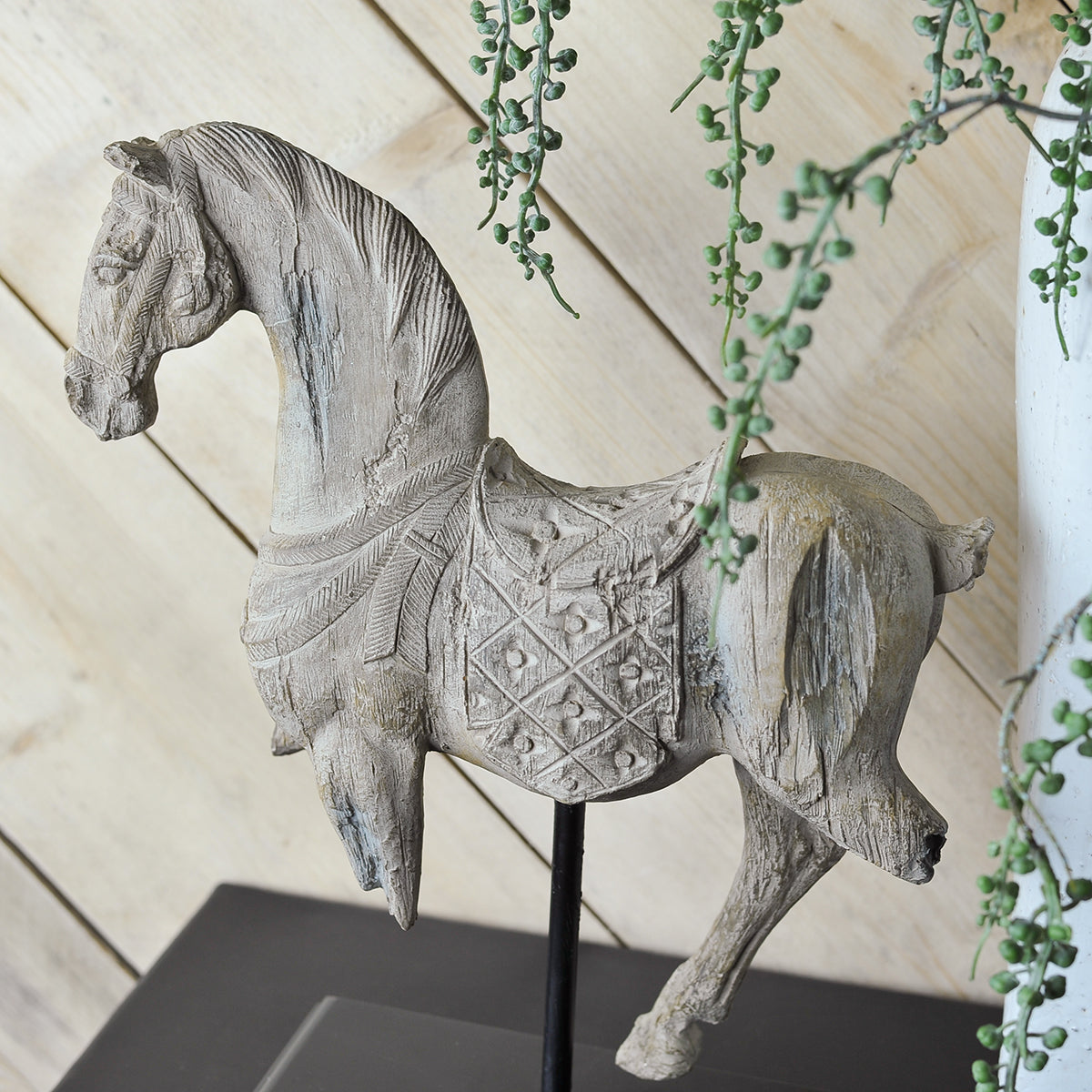 white horse figurine detail