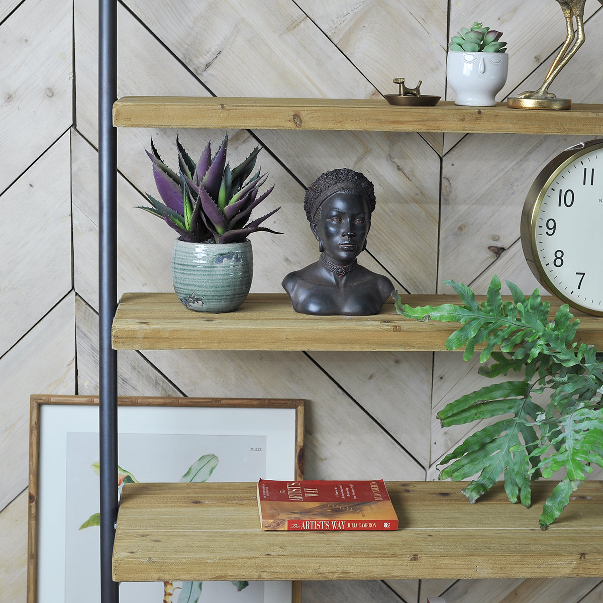 industrial-style wide leaning ladder shelves - Mrs Robinson