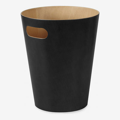 black wood paper bin