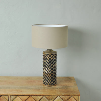 Inca Tall Table Lamp + Drum Shade - Mrs Robinson