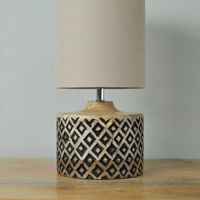 short wooden table lamp detail